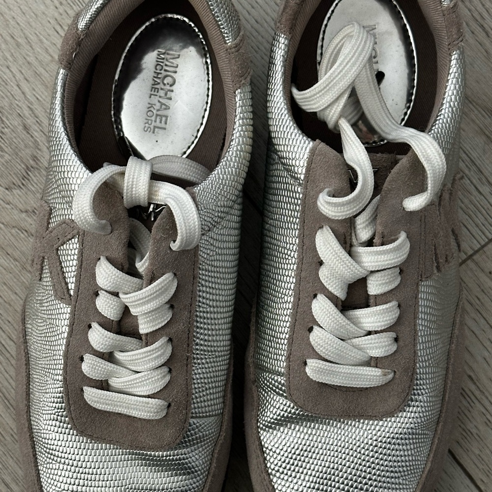 Michael Kors Men's Sneakers in Silver and Tan